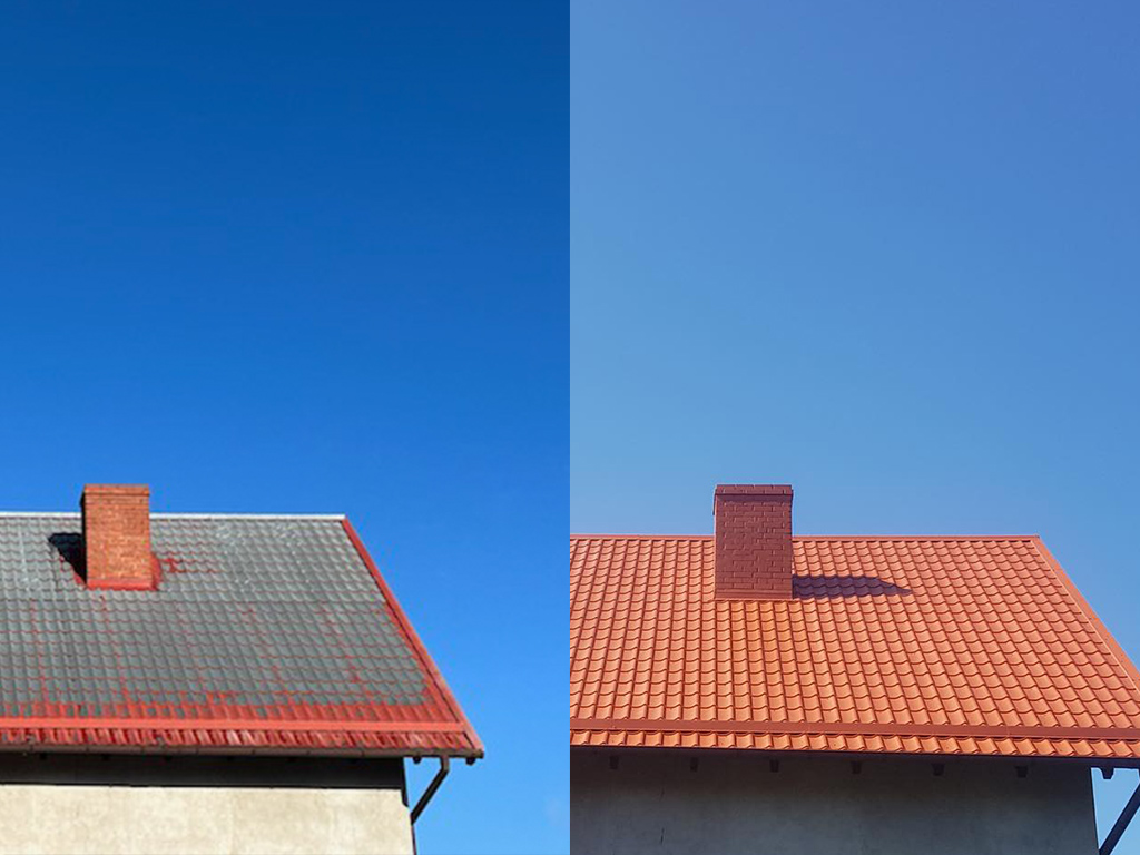 dach przed i po malowaniu